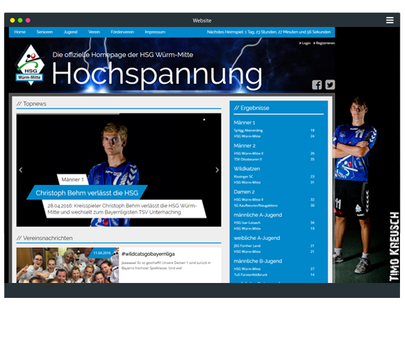 Fussball Homepage Beispiel