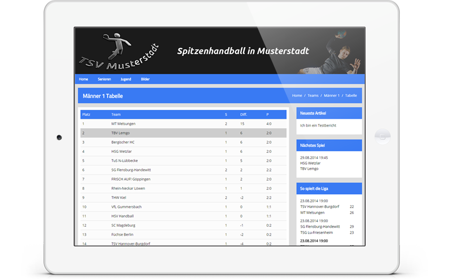 Handball Homepage Automatischer Ergebnisabgleich